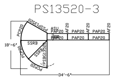 135 Degree Premier Open Sweep with 24’ Alley