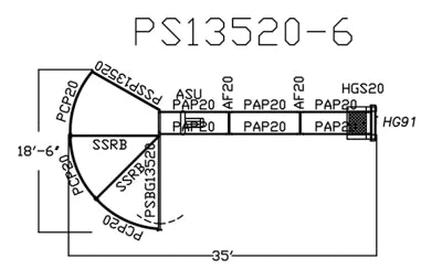 135 Degree Premier Open Sweep with 24’ Alley with HG91 & Stand