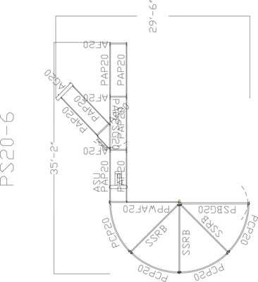 180 Degree Open Sweep w/ 24' Alley & Sort Alley